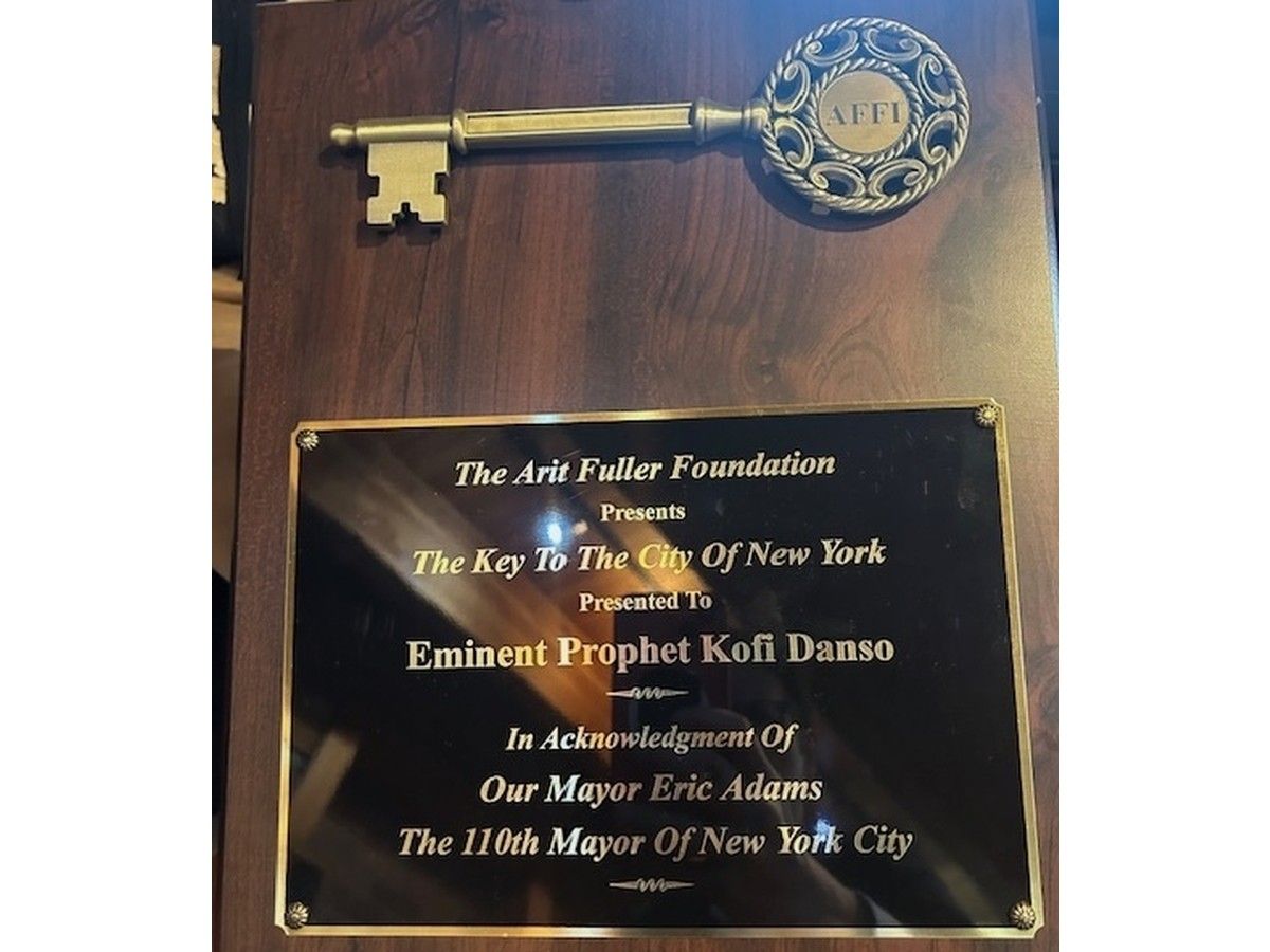  The award plaque from the Arit Fuller Foundation.