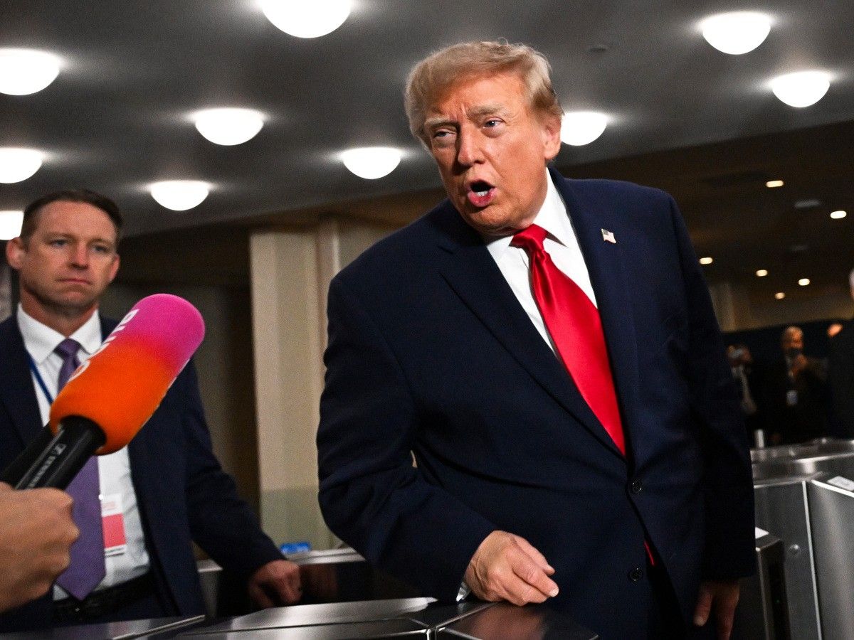 U.S. President Donald Trump speaks to reporters as he arrives during the 81st session of the United Nations General Assembly at UN headquarters in New York City on Sept. 22, 2026.