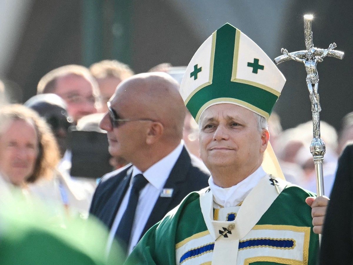 Pope Leo XIV in a crowd