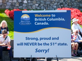 'Never to be the 51st state' sign.