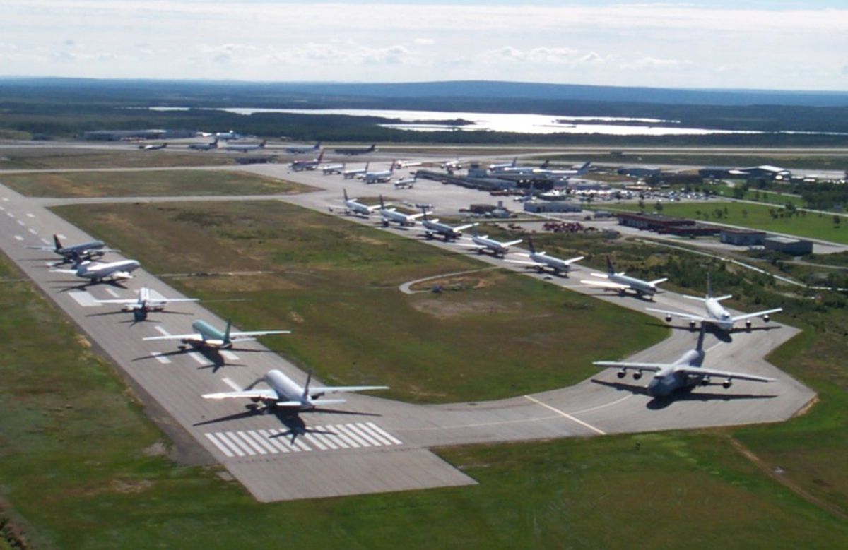 Parked airplanes.