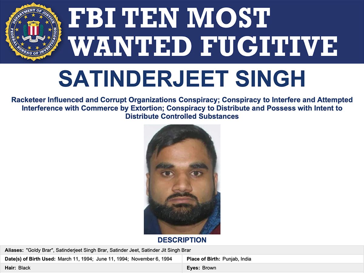 Accused Bishnoi gang boss in Canada Goldy Brar targeted by $1M bounty on FBI’s Top Ten Wanted list