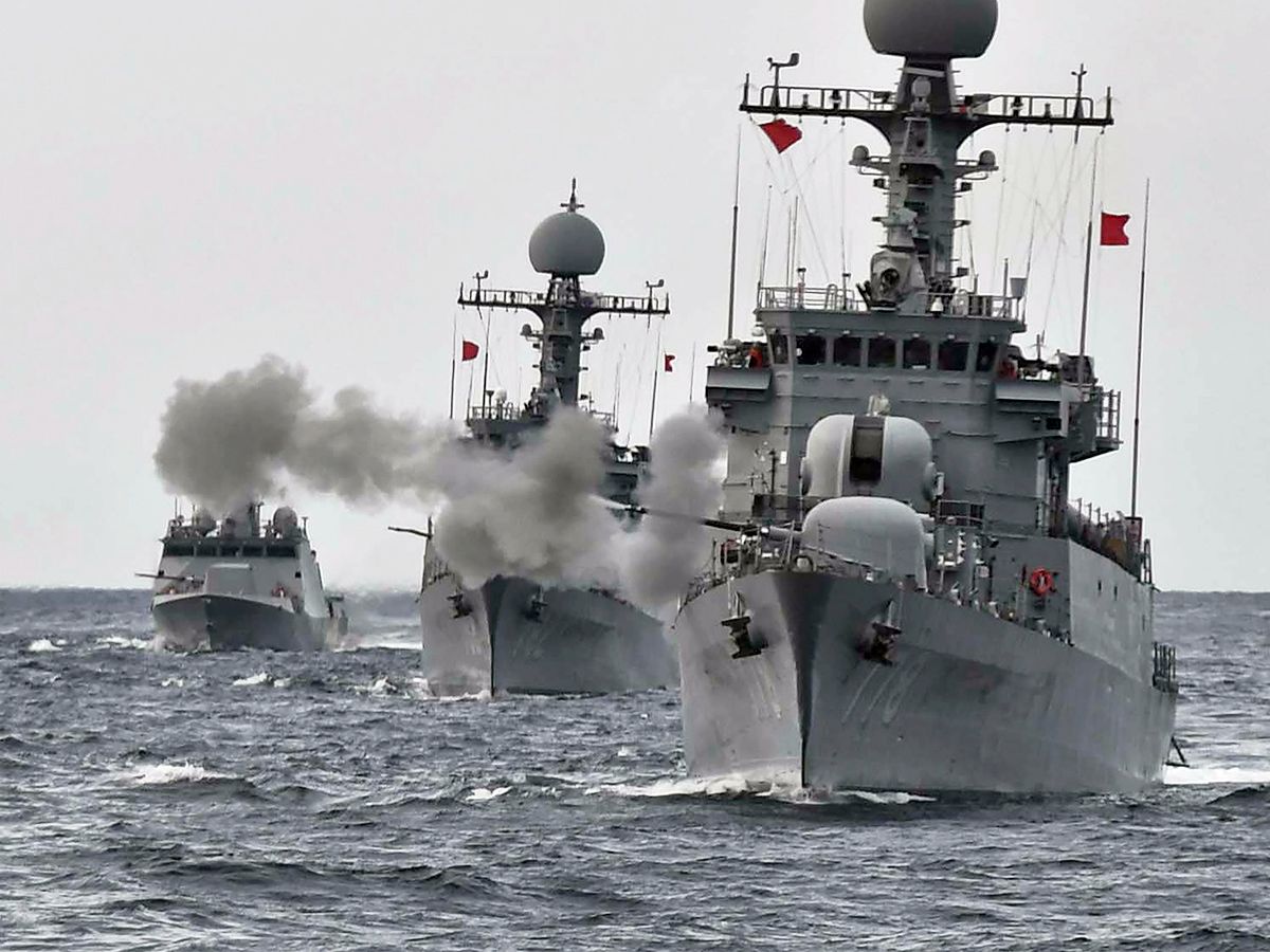 Three warships.