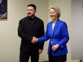 Volodymyr Zelensky and Ursula von der Leyen.