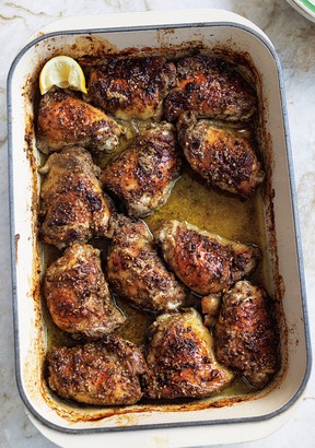 Baked chicken thighs with yogurt and za'atar