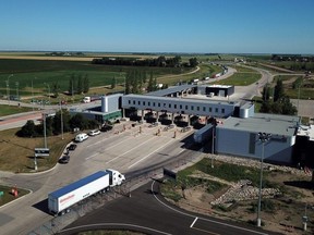 Emerson, Manitoba Border crossing from the air