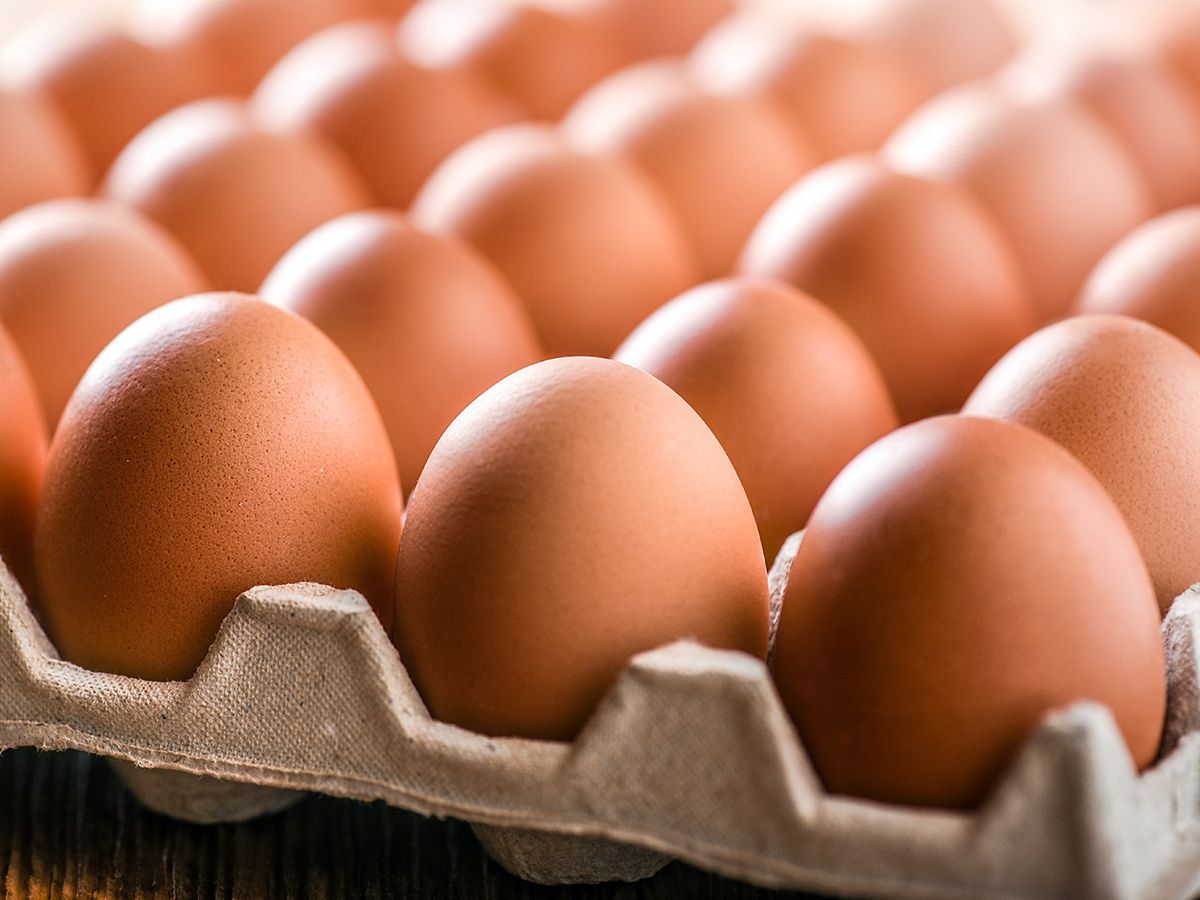 Tray of eggs.