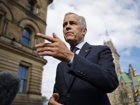 Mark Carney speaking outside his Ottawa office