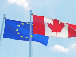 EU and Canadian flags