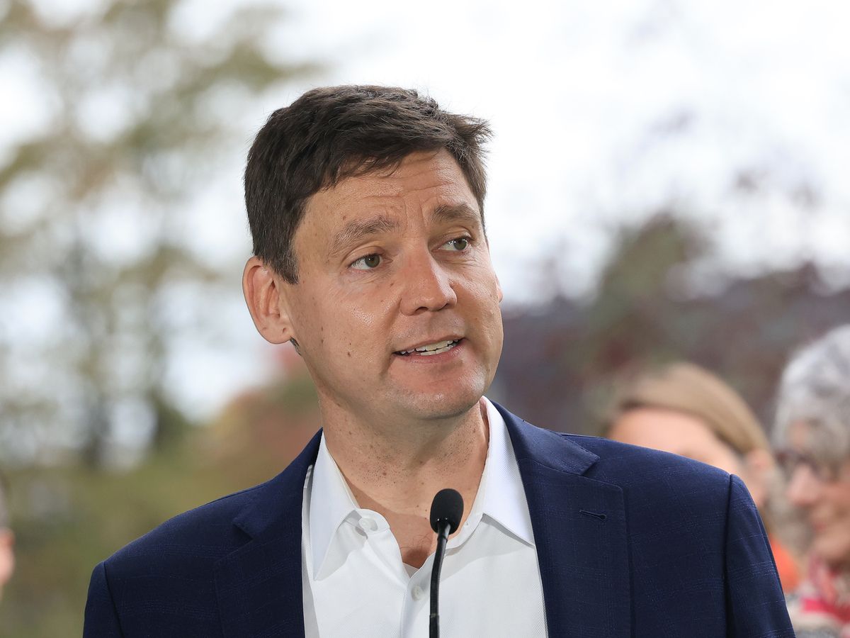 BC NDP leader David Eby makes an announcement on a campaign stop, in Vancouver, B.C., October 13, 2026.