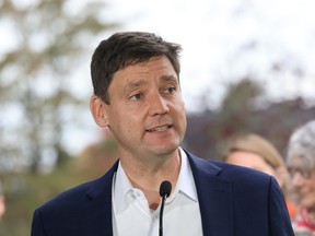 BC NDP leader David Eby makes an announcement on a campaign stop, in Vancouver, B.C., October 13, 2026.