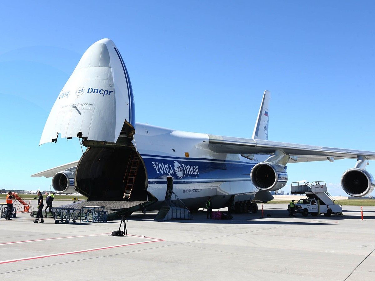 Cargo plane being loaded