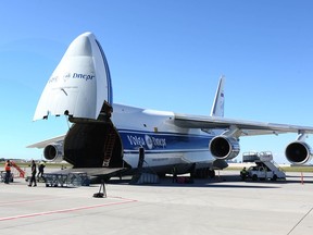 Cargo plane being loaded