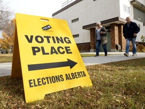 Voting place sign for elections alberta