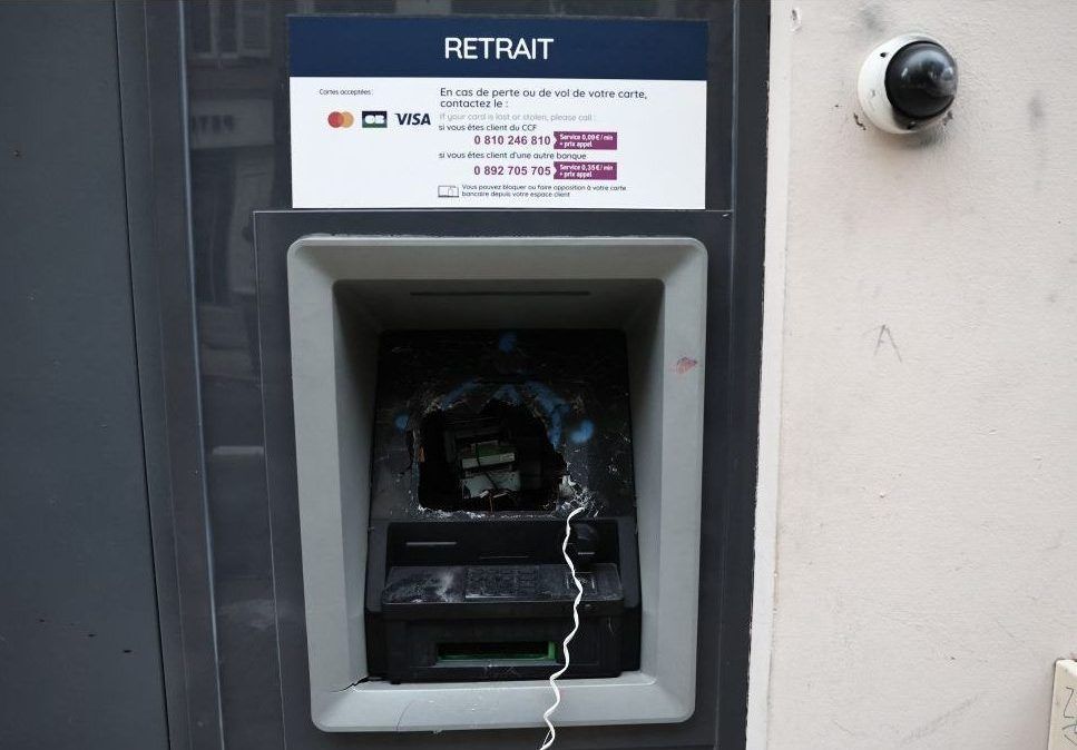 Cash machines were a target for masked youths. (Thibaud MORITZ/AFP)