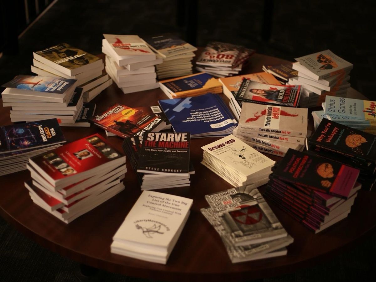Books on a table.