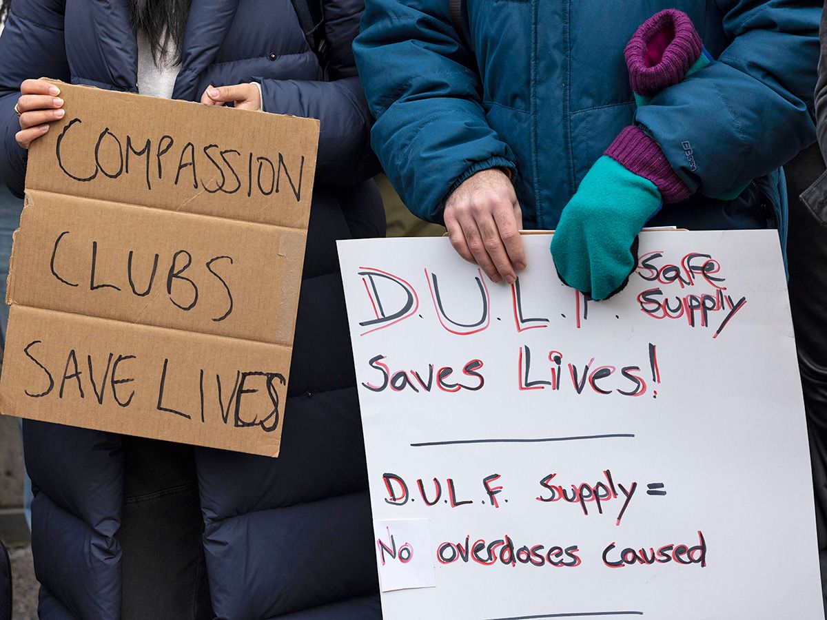 People holding signs.