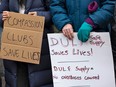 People holding signs.
