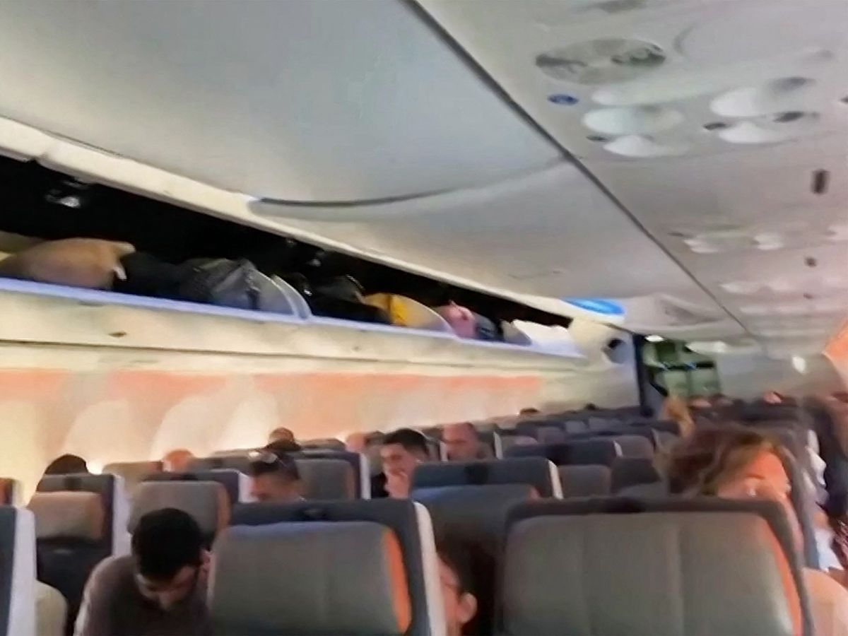 Passengers on an airplane.