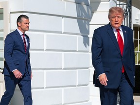 Pete Hegseth and Donald Trump.