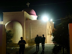 Police guarding a church.