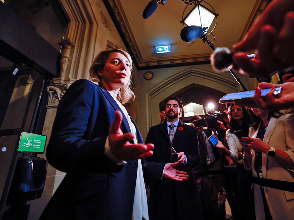 Industry Minister Mélanie Joly speaks to journalists before attending a cabinet meeting on Parliament Hill in Ottawa on Tuesday, Oct. 27, 2026.
