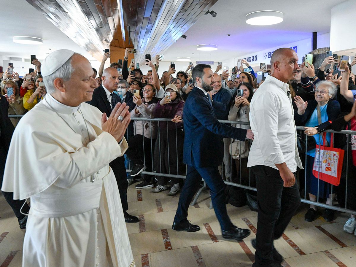 Pope Leo and a small crowd.