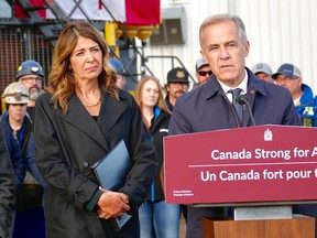 Danielle Smith and Mark Carney.