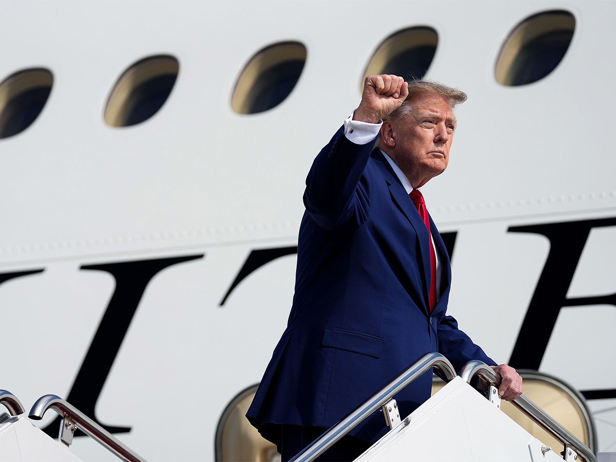 U.S. President Donald Trump boards Air Force One.