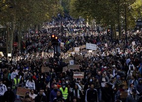 More than half a million people participated in Saturday’s demonstrations over the cost of living. (GEOFFROY VAN DER HASSELT/AFP)