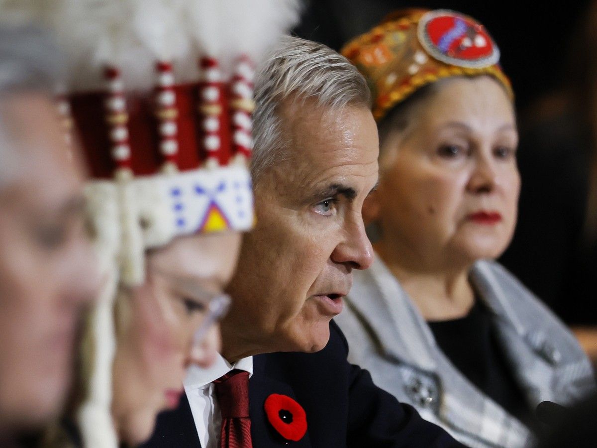 Prime Minister Mark Carney, with Assembly of First Nations National Chief Cindy Woodhouse Nepinak