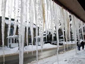Icicles on a house.