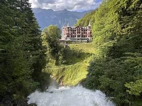 Grandhotel Giessbach sits next to a 14-tier waterfall on the beautiful Lake Brienz.