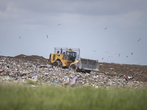 A truck on a landfill site.