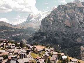 The mountain village of Mürren, perched on a cliff 1,638 metres above the Lauterbrunnen Valley, is surrounded by some of the most famous peaks in the Bernese Alps.