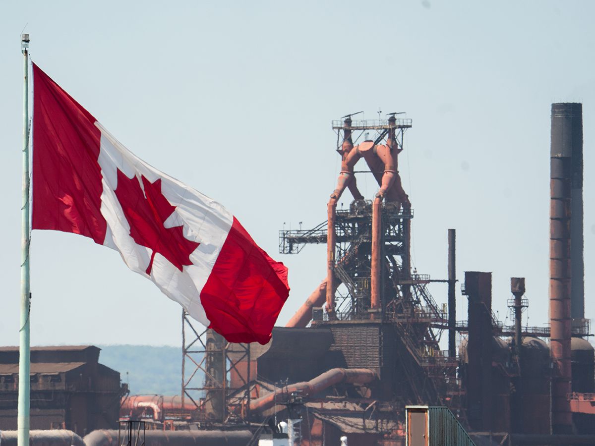 Canadian flag at a steel plant.