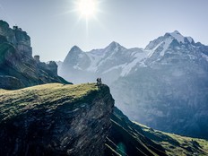 The Eiger, Mönch and Jungfrau mountains in Switzerland.