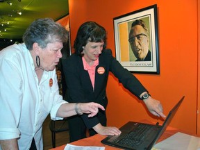 Karen Gventer (right) in a 2018 file photo.