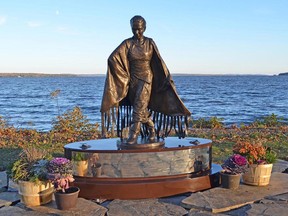 A statue of Shannen Koostachin is seen here on the New Liskeard waterfront. The Cree youth leader from Attawapiskat was killed in a motor vehicle collision near Temagami 10 years ago.