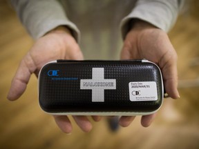 A naloxone kit, used to treat opioid overdose.
