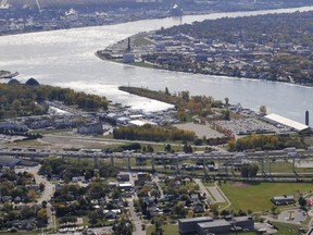 This file photo shows an aerial view of the Blue Water Bridge and the St. Clair River. (File photo/The Observer)