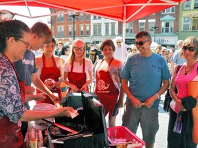 The Slow Food Youth served up a bacon and duck egg wrap during the Slow Food Market's Summer Celebration Tasting Market two years ago. (Beacon Herald file photo)