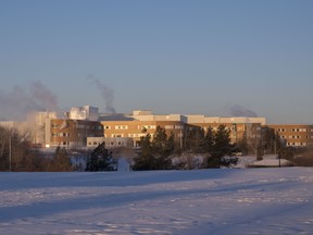 Photo Randy Vanderveen Grande Prairie, Alberta, Canada 2017-02-06 Exhaust rises from numerous heating sources at the new Grande Prairie Regional Hospital under construction on the city's west side. The new facility will be welcomed by both staff and patients when it eventually opens its doors in 2019.