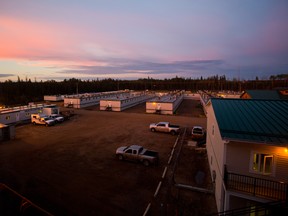 An early morning view of some of the lodging facilities at the Cenovus Christina Lake SAGD oilsands facility near Conklin, Alta., 120 kilometres south of Fort McMurray, Alta. on August 27, 2013.  Ryan Jackson/Postmedia Network