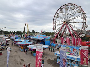 A midway operates at the 197th Quinte Exhibition at the Belleville fairgrounds in 2018.