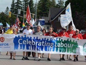 There will be no local Labour Day parade like this one from 2019 in Port Elgin. A much smaller gathering is planned for Sunday in Owen Sound. (Sun Times file photo)