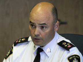 Deputy chief Sean Sparling speaks during a meeting of Sault Ste. Marie Police Services Board in Sault Ste. Marie, Ont., on Thursday, Sept. 27, 2018. (BRIAN KELLY/THE SAULT STAR/POSTMEDIA NETWORK)