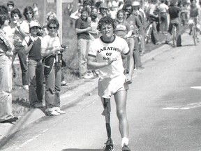 Sault Star Archives
Terry Fox is seen here running through Sault Ste. Marie during his Marathon of Hope.