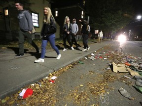 File photo of the University District following Homecoming activities in 2018. (Meghan Balogh/The Whig-Standard)