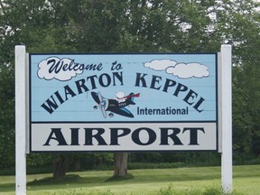 The sign at the Wiarton-Keppel International Airport